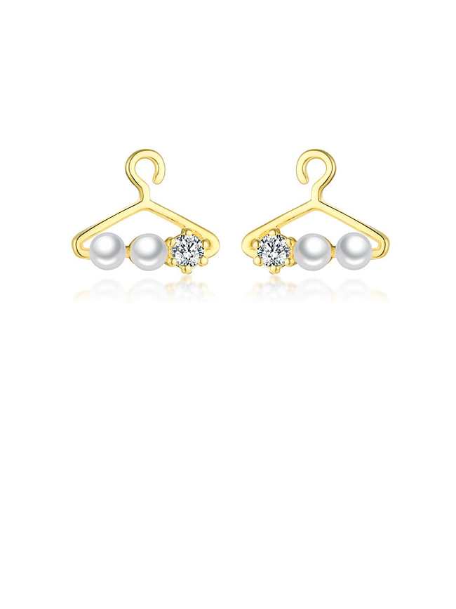 Kupfer Imitation Pearl White Triangle Minimalist Drop Earring