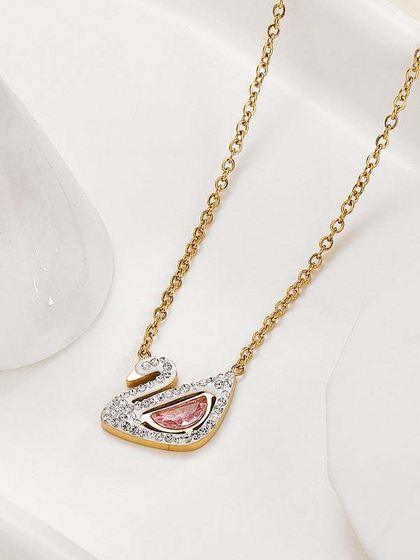 Stainless steel Cubic Zirconia Swan Dainty Necklace