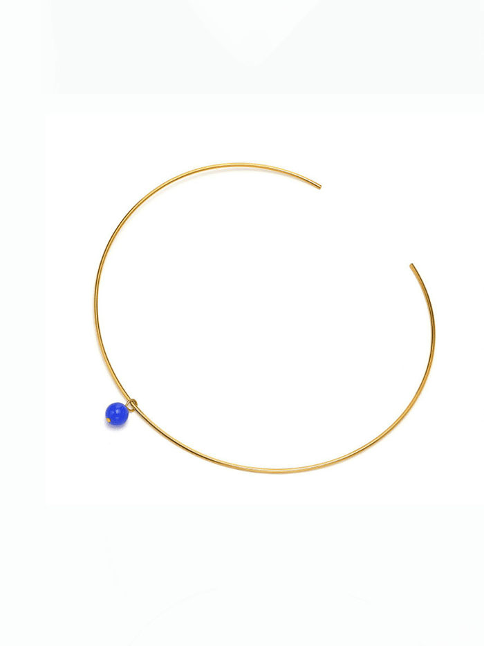 Collier minimaliste géométrique en perle d'imitation en acier au titane