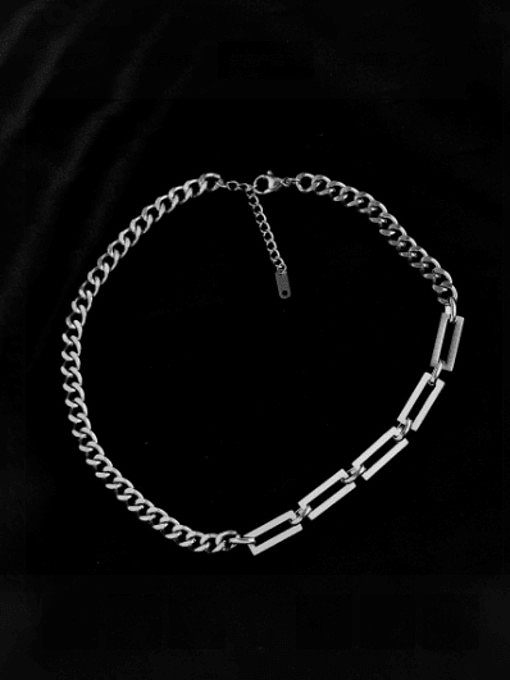Collar de cadena geométrica hueca de hip hop de acero titanio