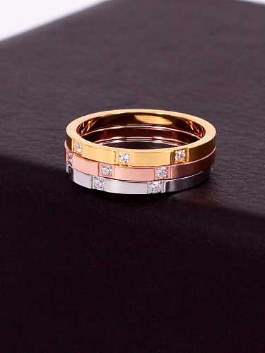 Titanium Steel Rhinestone Geometric Minimalist Band Ring