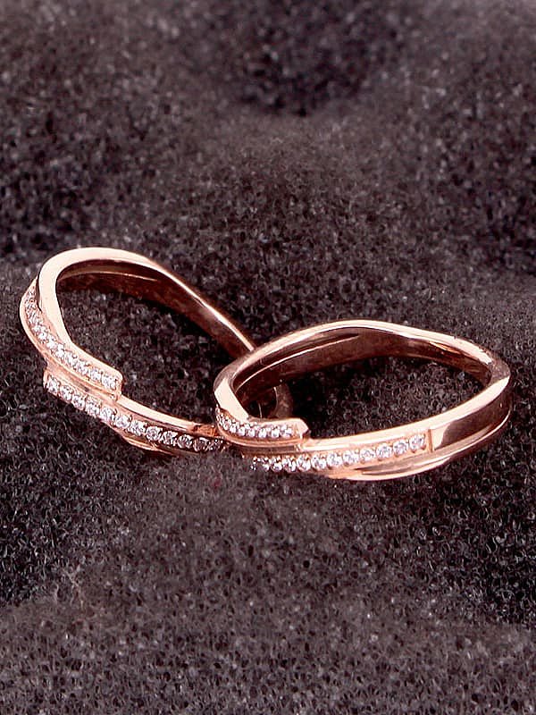 Titanium Cubic Zirconia Geometric Statement Band Ring