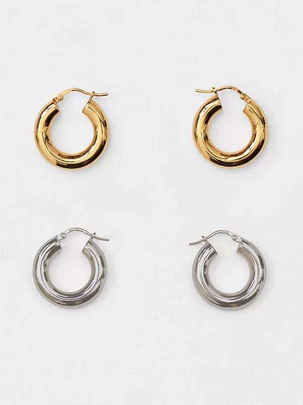 Boucles d'oreilles créoles minimalistes en acier titane pour deux couleurs