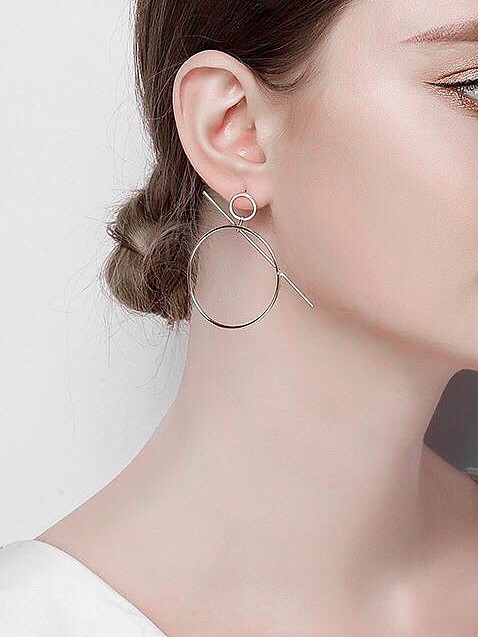 Stainless steel geometric vacuum plating gold earrings