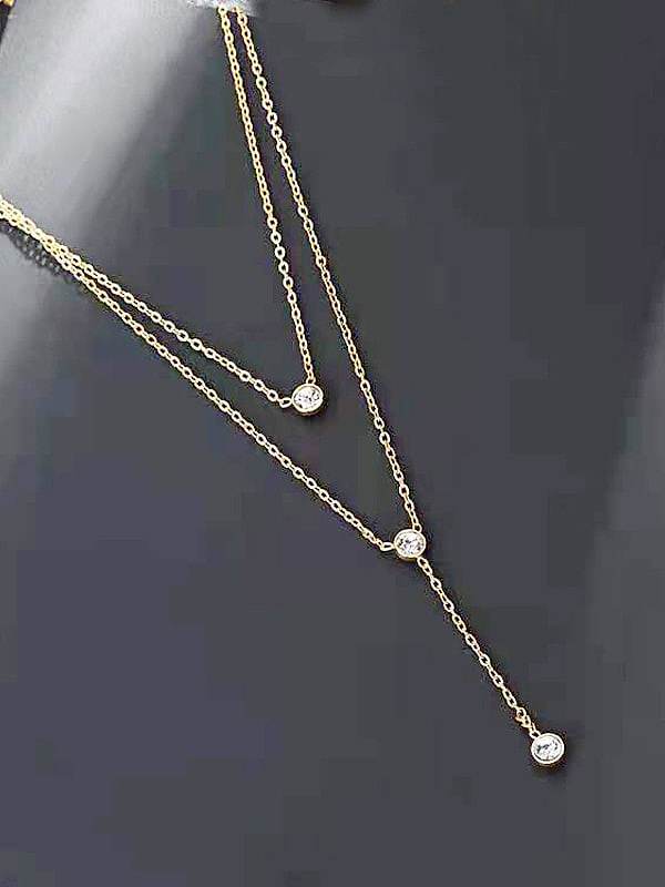 Collar minimalista de múltiples hilos con borla de diamantes de imitación de acero titanio