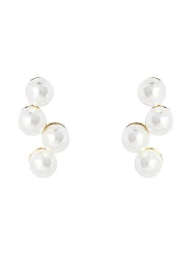 Brass Imitation Pearl Irregular Minimalist Stud Earring