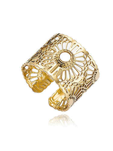 Stainless steel Shell Hollow Flower Vintage Band Ring