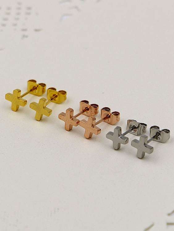 Minimalistischer Ohrstecker aus Titan mit Kreuz