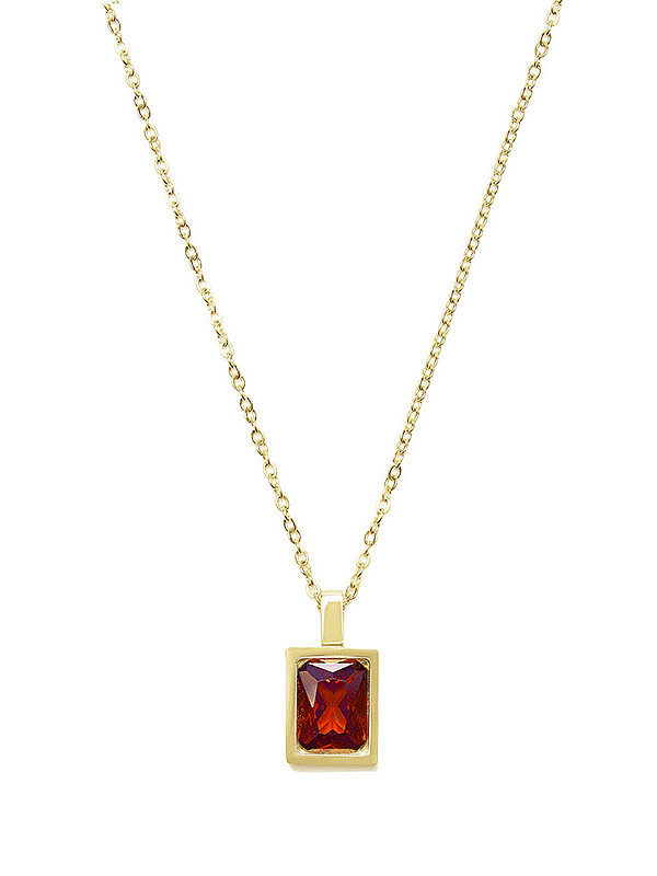 Light luxury compact French square color zirconium necklace