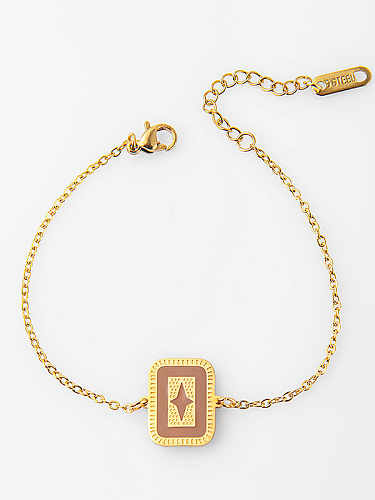 Titanium Steel Enamel Geometric Vintage Link Bracelet