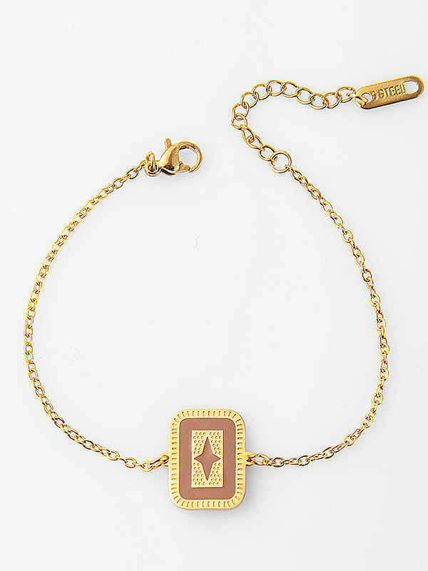 Titanium Steel Enamel Geometric Vintage Link Bracelet