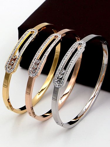 Titanium Cubic Zirconia Geometric Minimalist Band Bangle