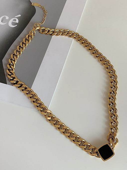 Titanium Steel Enamel Geometric Vintage Hollow Chain Necklace