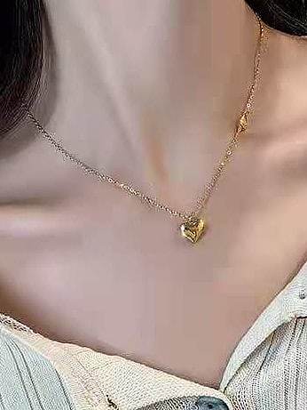 Titanium Steel Minimalist Smooth Heart Pendant Necklace