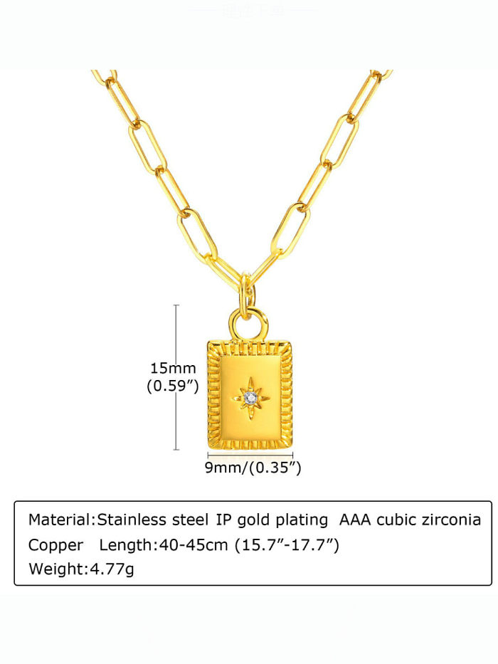 Titanium Steel Rhinestone Geometric Minimalist Necklace