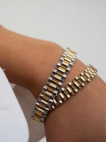 Titanium Steel Geometric Hip Hop Link Bracelet