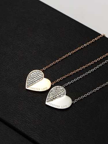 Titanium Cubic Zirconia Heart Dainty Necklace