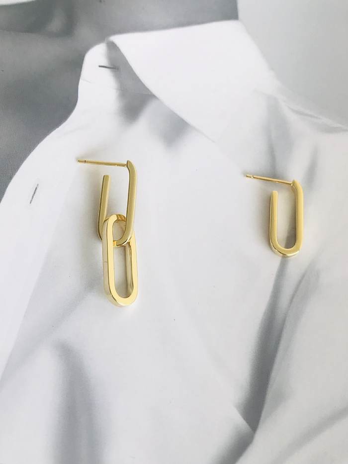 Boucles d'oreilles pendantes Ssymétrie minimalistes en forme de U en cuivre