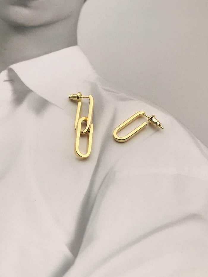 Boucles d'oreilles pendantes Ssymétrie minimalistes en forme de U en cuivre