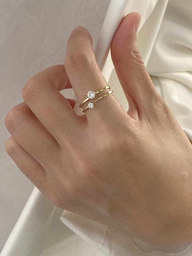 Titanium Rhinestone Geometric Minimalist Stackable Ring