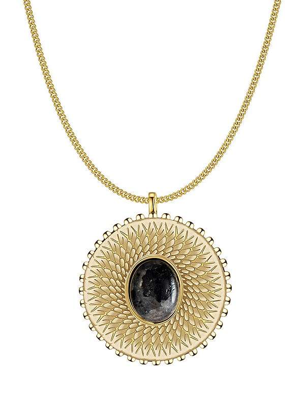 Titanium Steel Obsidian Geometric Vintage Necklace