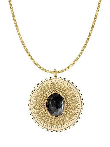 Titanium Steel Obsidian Geometric Vintage Necklace