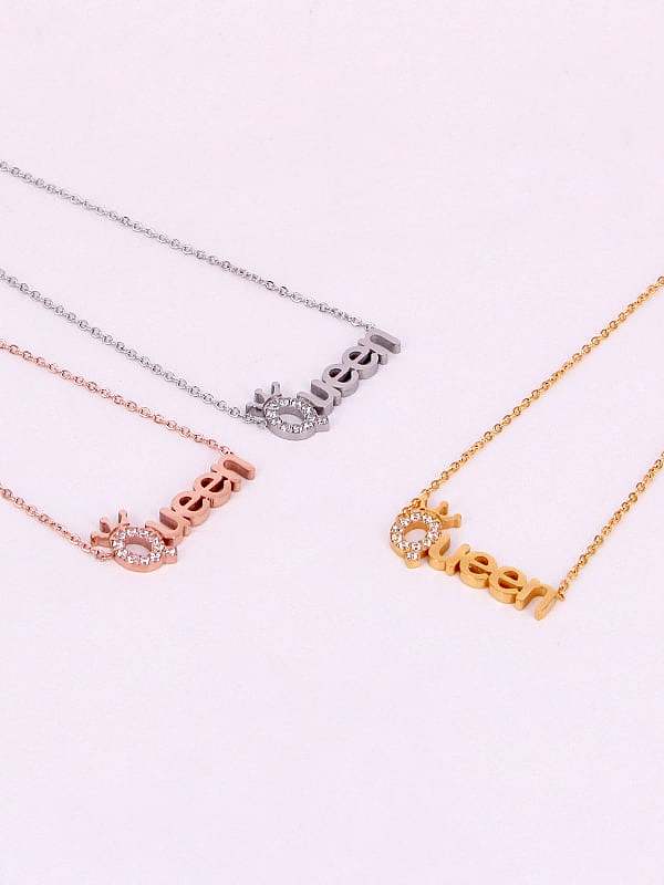 Collier Lettre Titane Cubic Zirconia Message Dainty Initiales