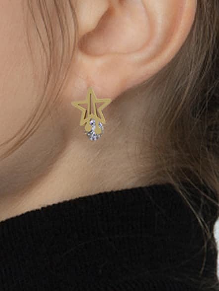 Titanium Steel Rhinestone Star Minimalist Stud Earring