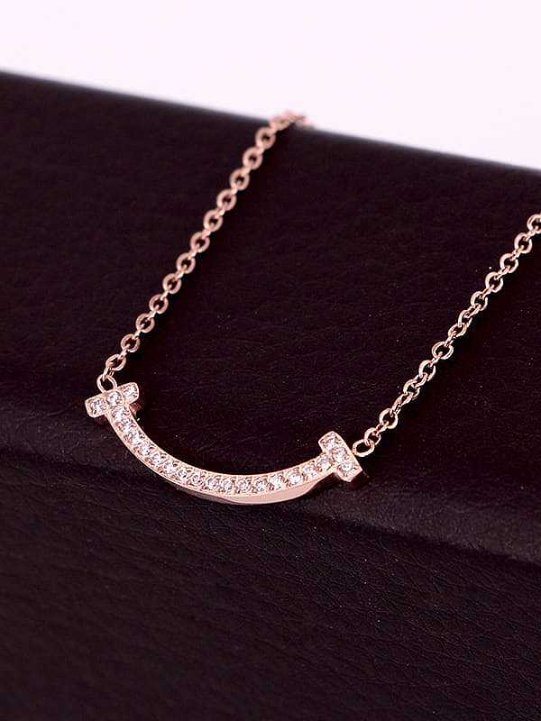 Titanium Cubic Zirconia Face Minimalist Necklace