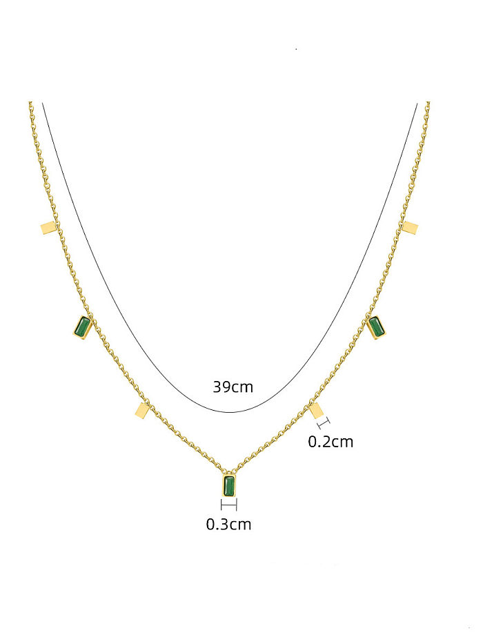 Edelstahl-Glasstein-Rechteck-minimalistische Halskette