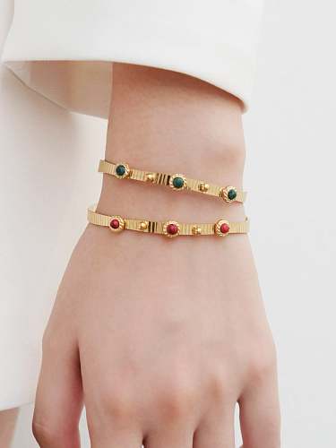 Stainless steel Turquoise Geometric Vintage Cuff Bangle