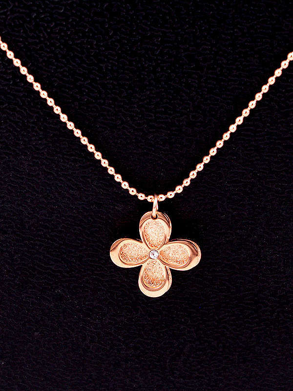 Titanium Cubic Zirconia Clover Dainty Necklace
