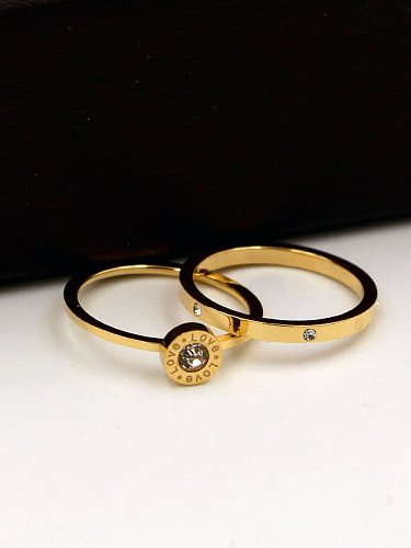 Titanium Rhinestone Round Minimalist Band Ring