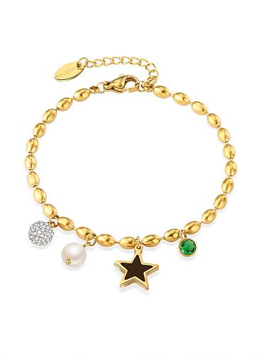 Bracelet minimaliste en acier inoxydable Imitation Pearl Star