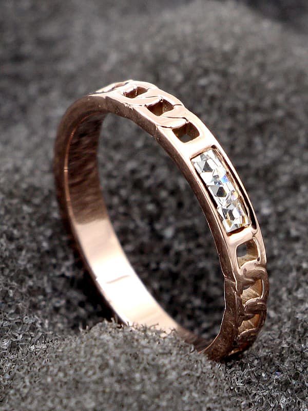 Titanium Cubic Zirconia Geometric Dainty Band Ring