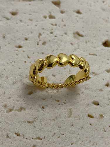 Brass Smooth Heart Minimalist Band Ring