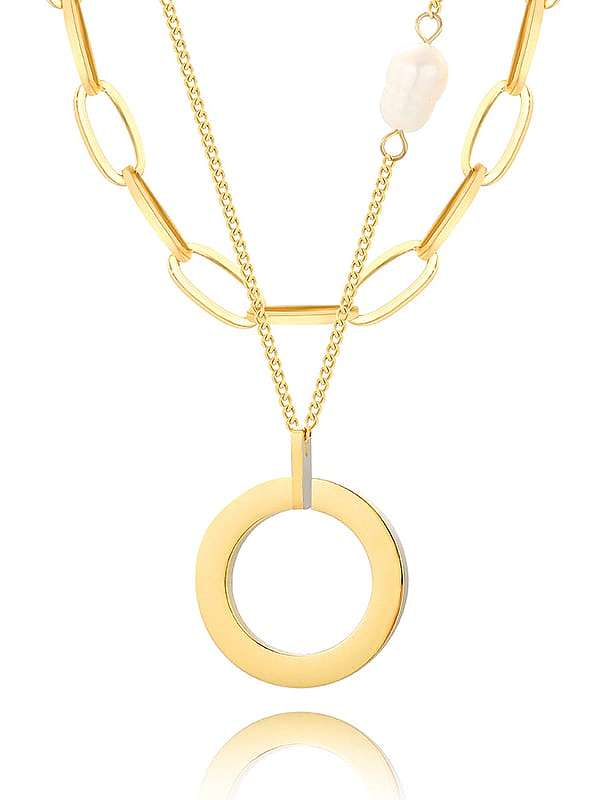 Collier multi-rangs minimaliste géométrique en acier au titane