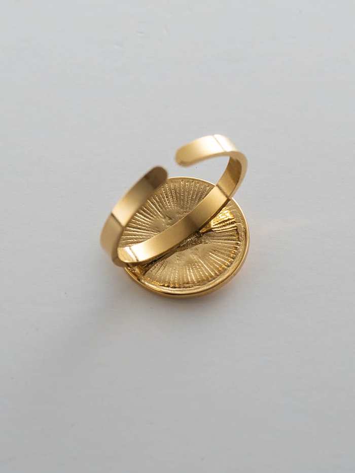 Anillo de circón con incrustaciones, anillo de acero de titanio dorado con estrella awn geométrica