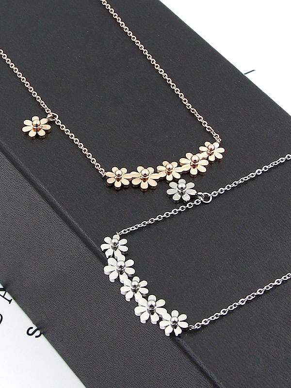 Titanium Flower Rosary Dainty Necklace