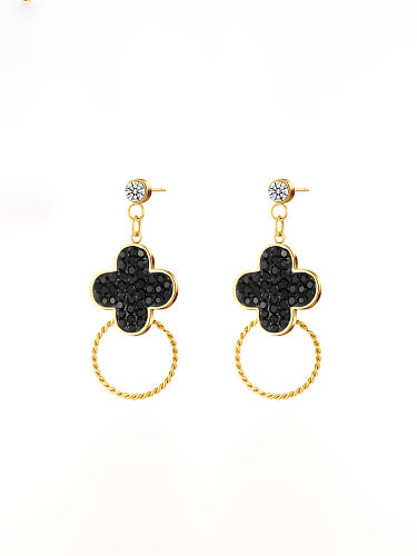 Titanium Steel Cubic Zirconia Clover Minimalist Drop Earring