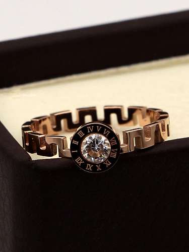 Titanium Cubic Zirconia Number Classic Band Ring