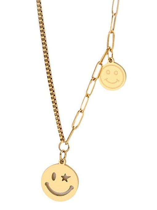 Titanium Steel Minimalist Smiley Pendant necklace