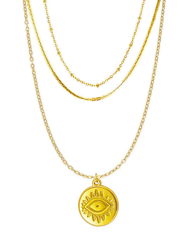 French Fine Eye Coin Pendant Multi-layered snake-shaped clavicle chain