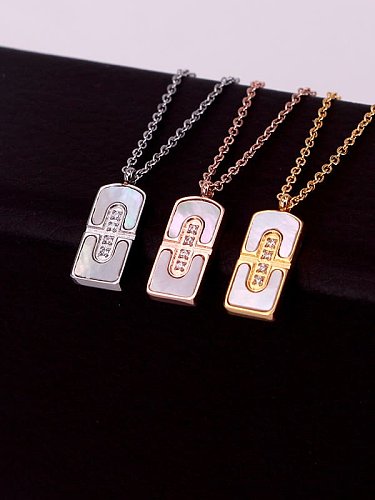 Titanium Shell Rectangle Trend Necklace