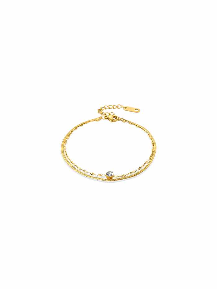 Bracelet en acier inoxydable Cubic Zirconia Geometric Dainty Strand