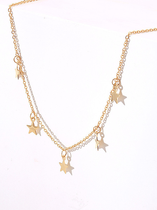 Colliers ronds étoile tendance en cuivre avec plaqué or 18 carats