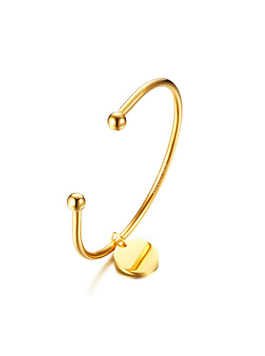 Bracelet minimaliste ouvert rond en acier inoxydable doré