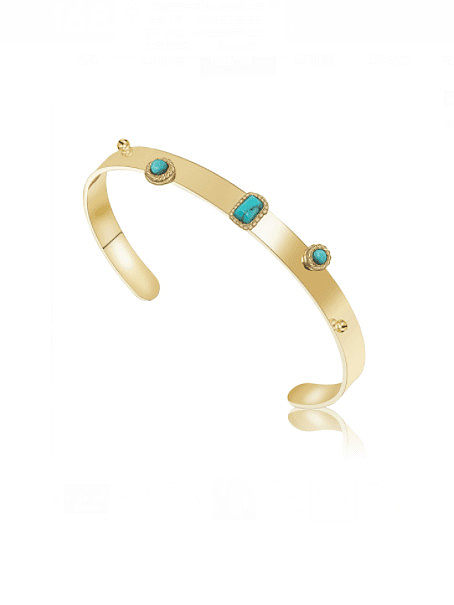 Bracelet manchette vintage géométrique turquoise en acier titane