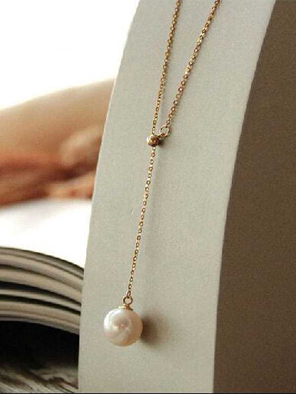 Titanium Imitation Pearl Round Minimalist Necklace