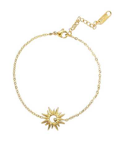 Bracelet à maillons minimalistes fleur de soleil en acier titane